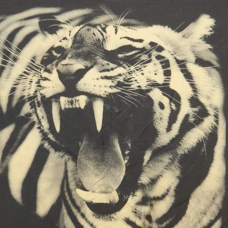 Pre Owned Just Cavalli Black Tiger Print Silk Scarf 