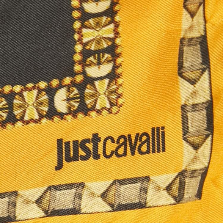 Pre Owned Just Cavalli Black Tiger Print Silk Scarf 