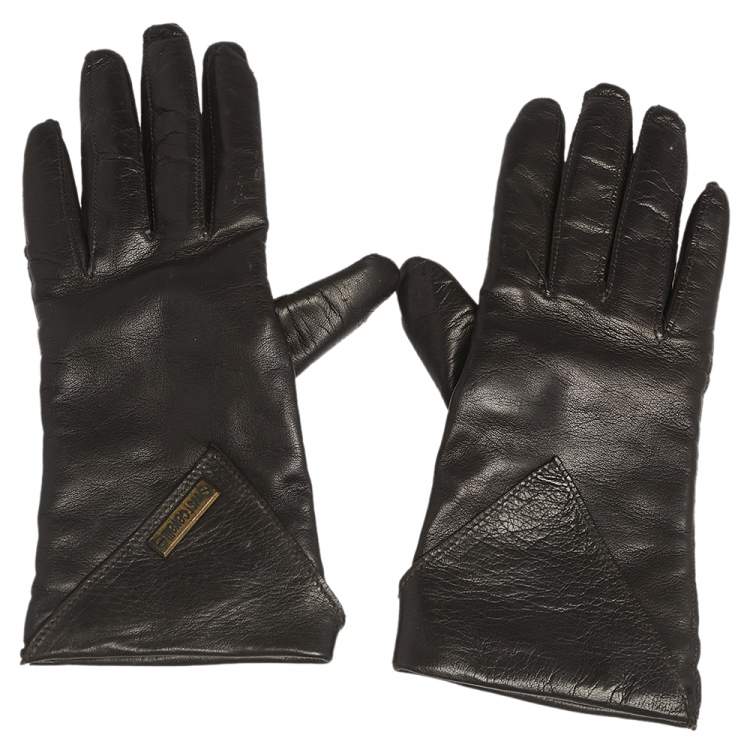 Pre Owned Just Cavali Dark Mocha Soft Leather Gloves S