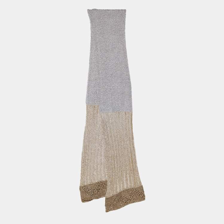 Pre Owned Just Cavalli Beige & Gold Lurex Knit Scarf