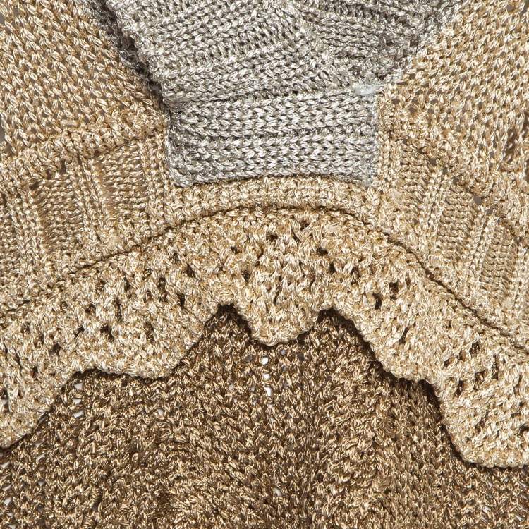 Pre Owned Just Cavalli Beige Lurex Knit Crop Sweater M