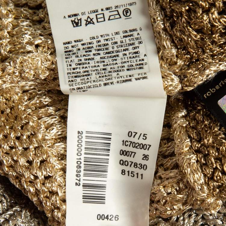 Pre Owned Just Cavalli Beige Lurex Knit Crop Sweater M