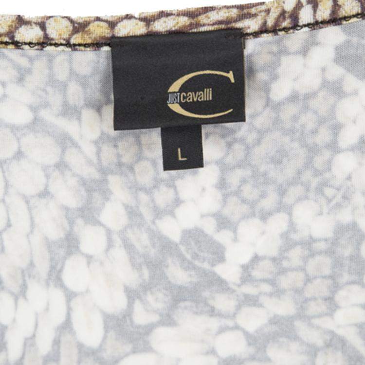 Pre Owned Just Cavalli Brown Animal Printed Knit Top L