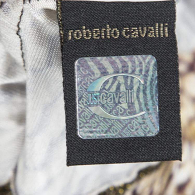 Pre Owned Just Cavalli Brown Animal Printed Knit Top L