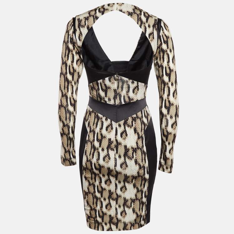 Pre Owned Just Cavalli Black Snake Skin Print Jersey Midi Dress S