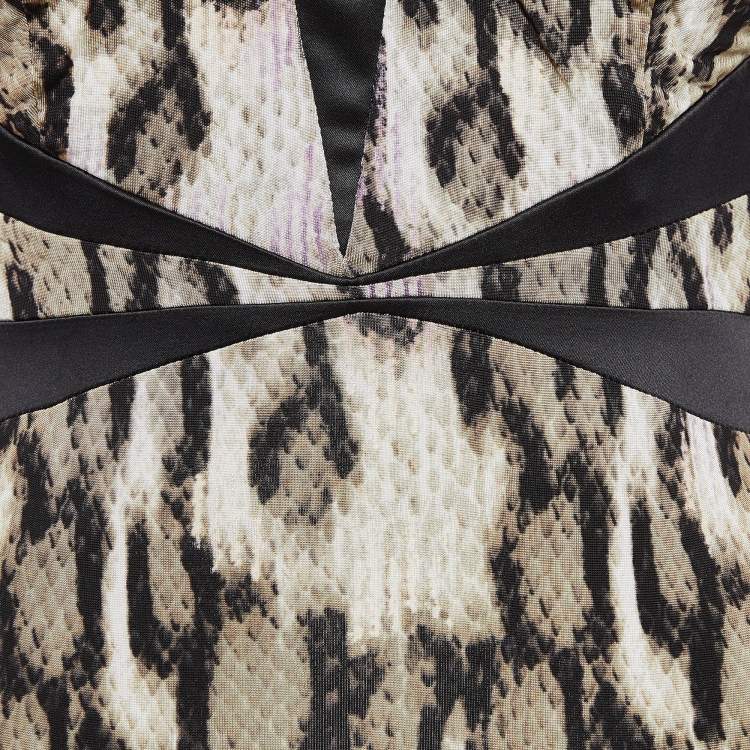 Pre Owned Just Cavalli Black Snake Skin Print Jersey Midi Dress S