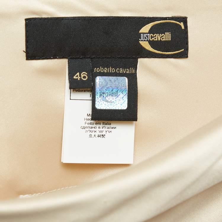 مملوكة مسبقًا Just Cavalli Cream Floral Print Satin Flared Maxi Skirt L