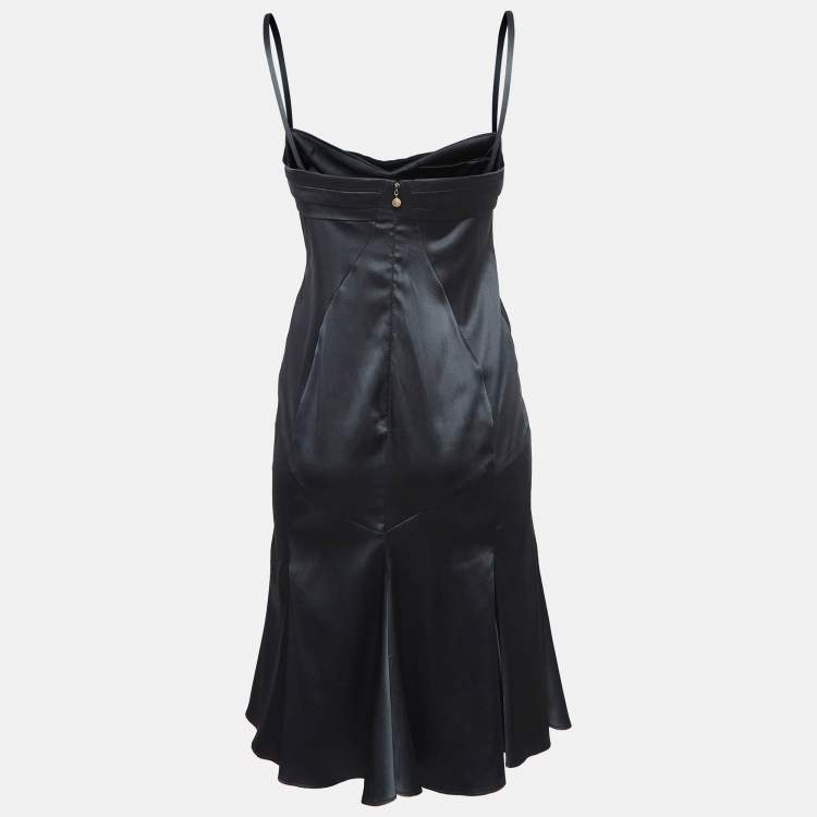 Just Cavalli Black Satin Flared Slip Dress M Just Cavalli | TLC