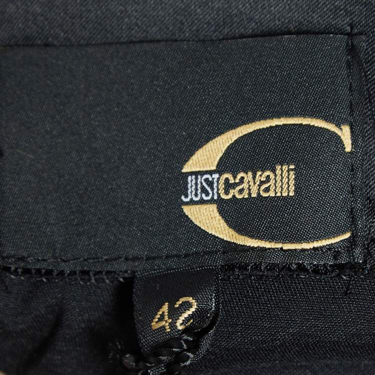 Pre Owned Just Cavalli Black Satin Flared Slip Dress M