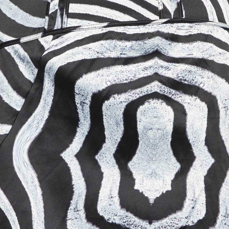 Pre Owned Just Cavalli Black/White Animal Print Satin Maxi Skirt L
