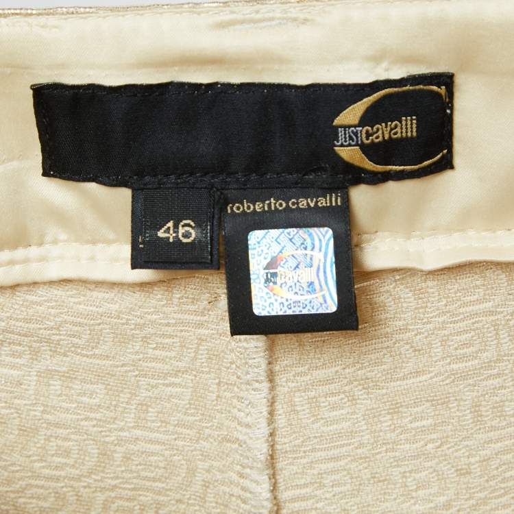 Pre Owned Just Cavalli Gold Jacquard Pants L