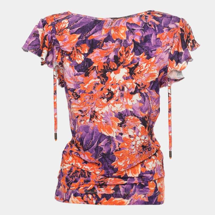 Pre Owned Just Cavalli Multicolor Printed Jersey Top S