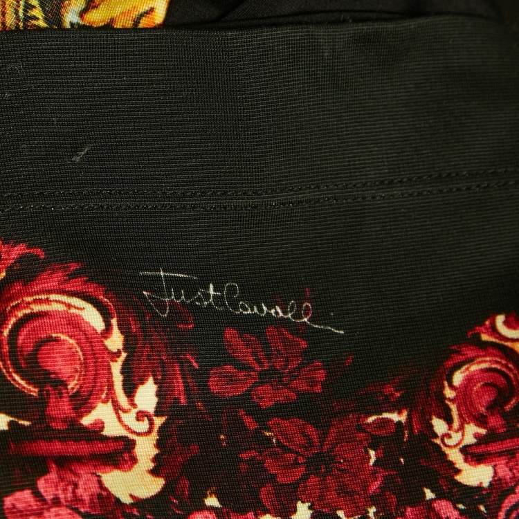 Pre Owned Just Cavalli Black Printed Jersey Bodycon Dress S