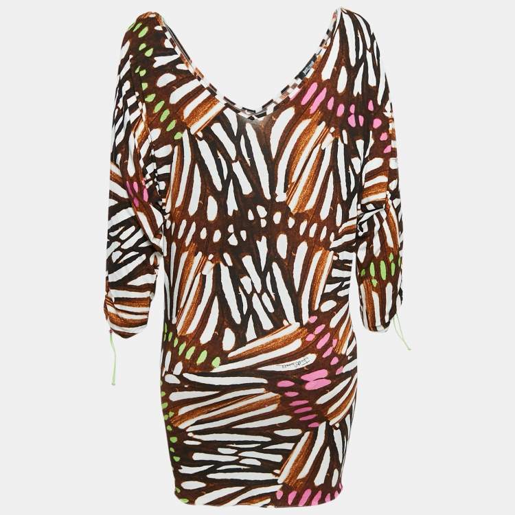 Pre Owned Just Cavalli Beachwear Brown Printed Jersey Cover-Up Dress M
