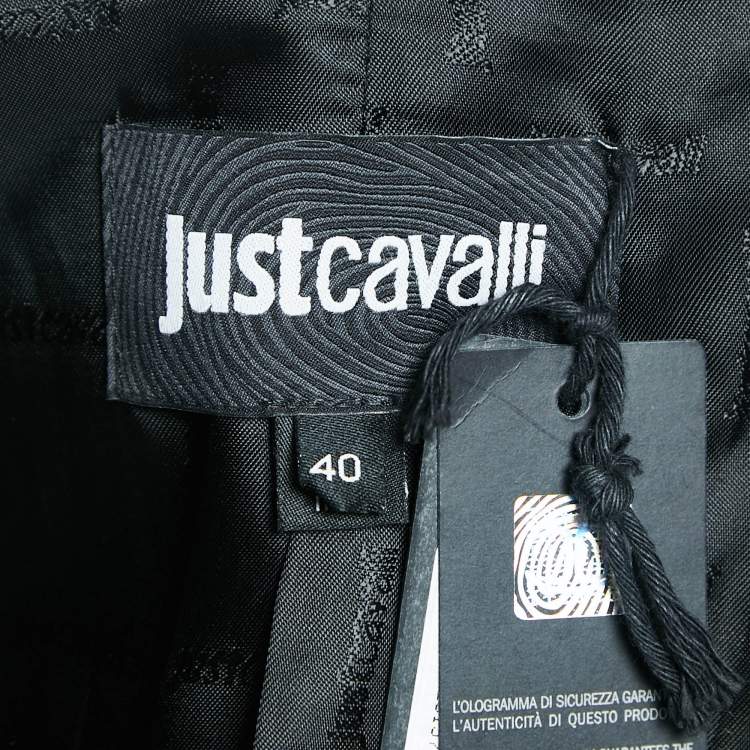 Pre Owned Just Cavalli Black Embellished Wool Blend Long Coat S