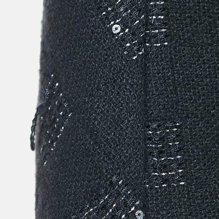 Pre Owned Just Cavalli Black Embellished Wool Blend Long Coat S