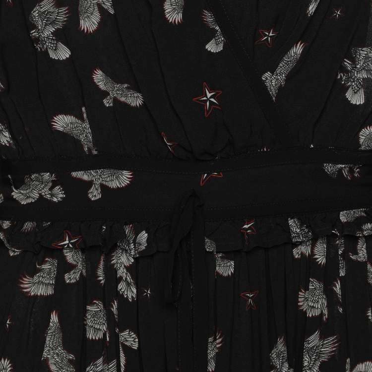Pre Owned Just Cavalli Black Combat Eagle Printed Viscose Maxi Dress M