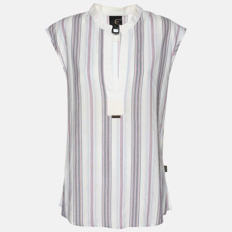 Pre Owned Just Cavalli Multicolor Striped Cotton Top XL