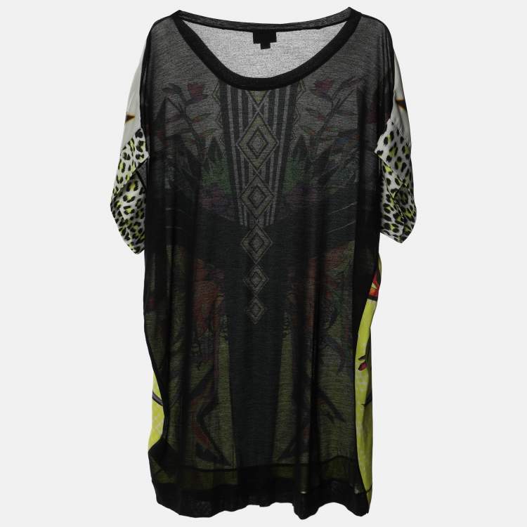 Pre Owned Just Cavalli Multicolor Floral Print Polyester Top XL