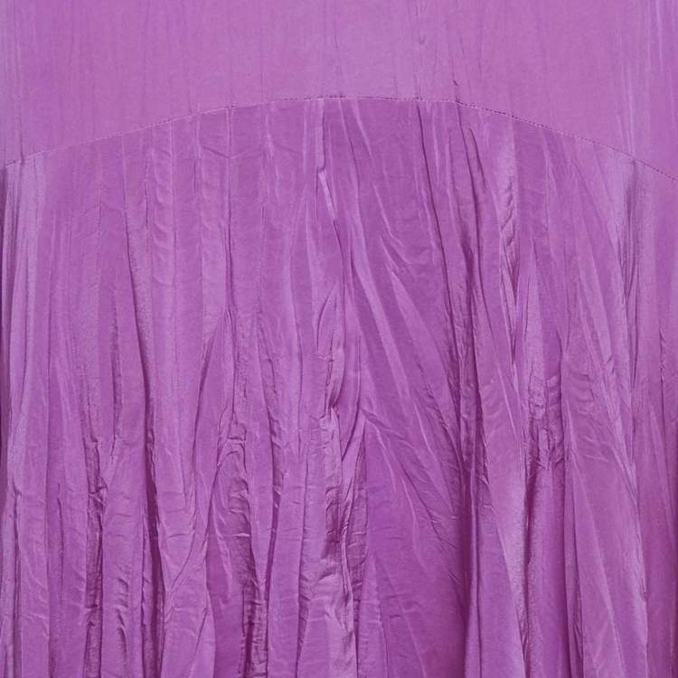 مملوكة مسبقًا Just Cavalli Pink Crinkle Crepe Asymmetric Midi Skirt S