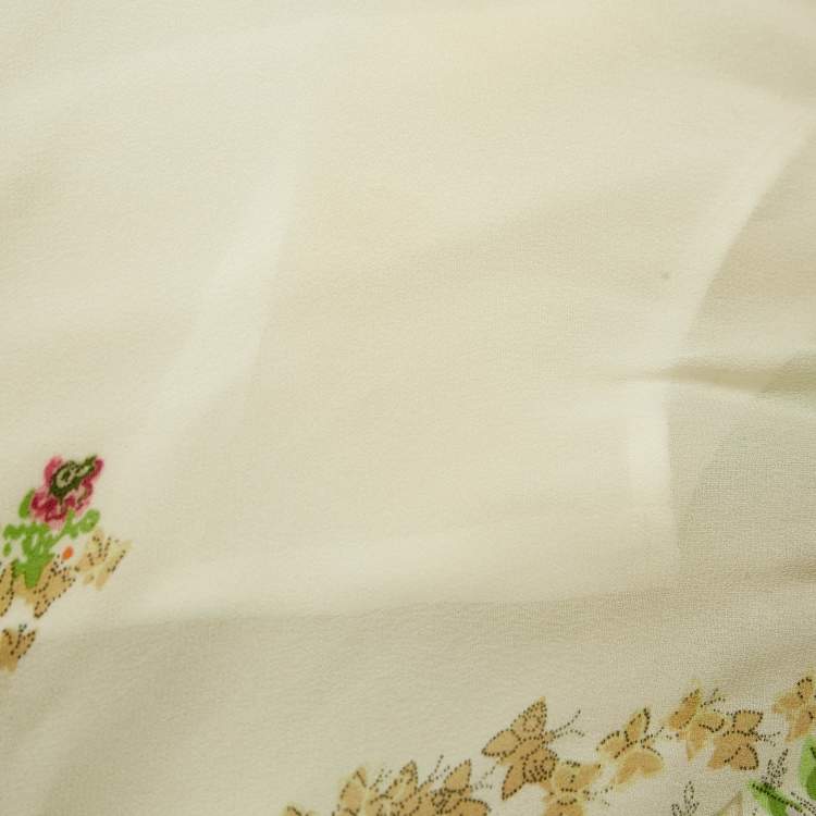 Pre Owned Just Cavalli White Printed Crepe Kaftan Mini Dress S