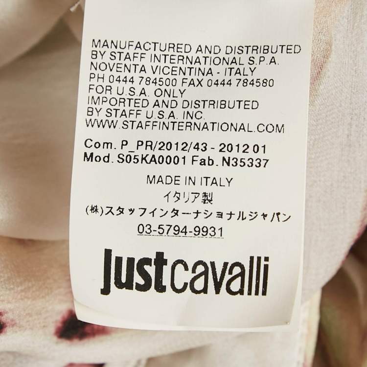 Pre Owned Just Cavalli Multicolor Leopard Print Silk Waist Detail Pants S
