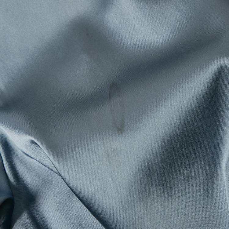 Pre Owned Just Cavalli Blue Satin Wide-Leg Belted Trousers S