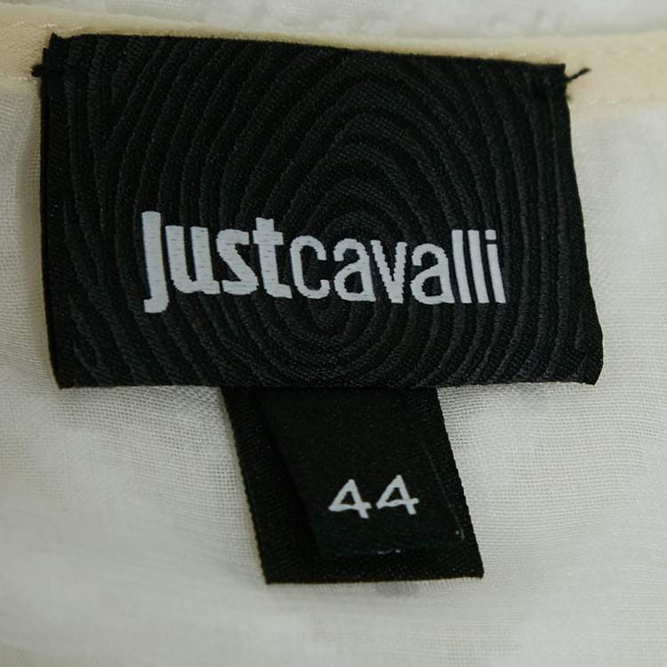 Pre Owned Just Cavalli White Sheer Chiffon V-Neck Tunic Top M