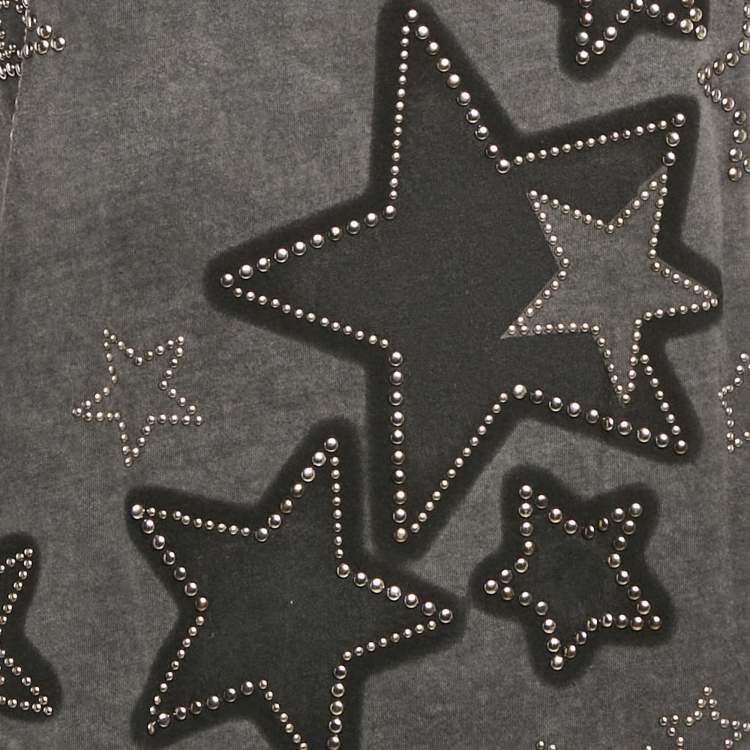 مملوكة مسبقًا Just Cavalli Grey Star Studded Cotton Sleeveless T-Shirt L