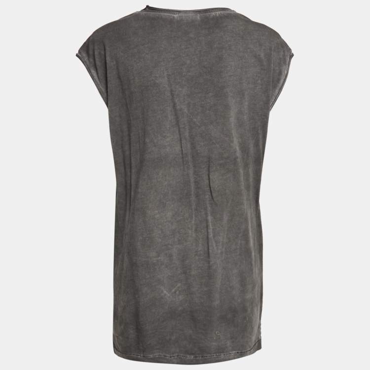مملوكة مسبقًا Just Cavalli Grey Star Studded Cotton Sleeveless T-Shirt L