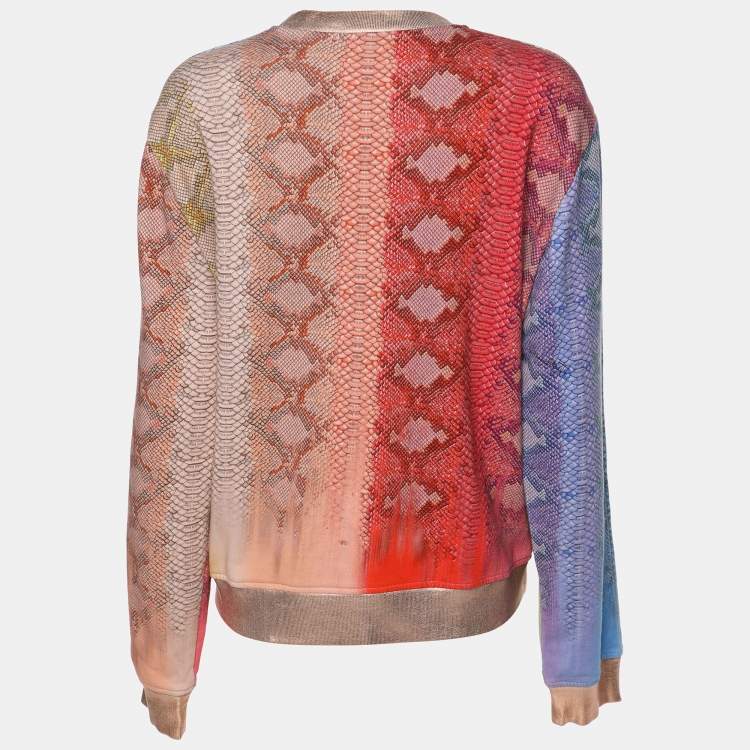 Pre Owned Just Cavalli Multicolor Python Print Cotton Blend Sweater M