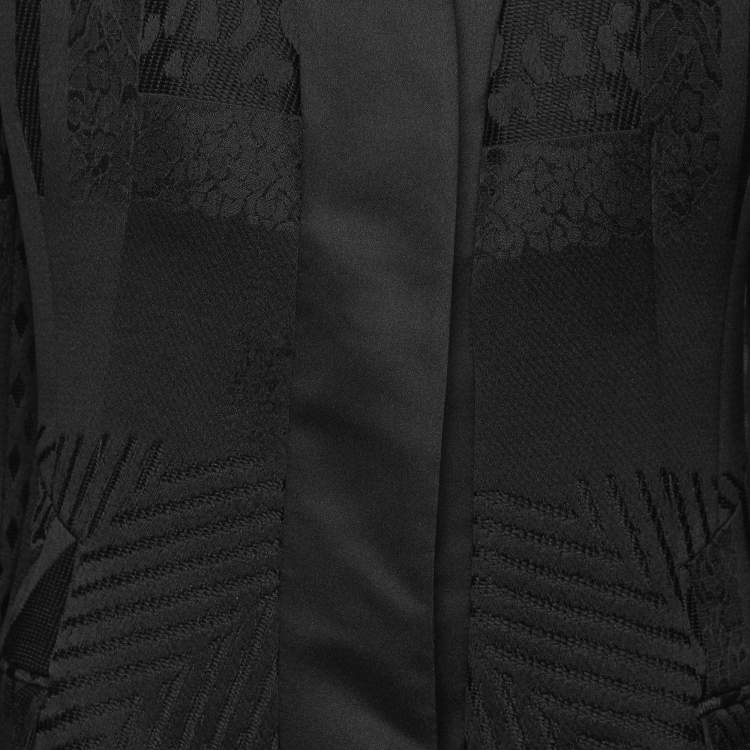 Pre Owned Just Cavalli Black Jacquard Mid Length Coat M