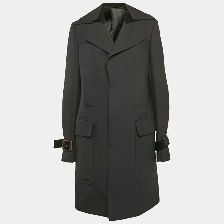 Pre Owned Just Cavalli Black Velvet Trim Wool Gabardine L