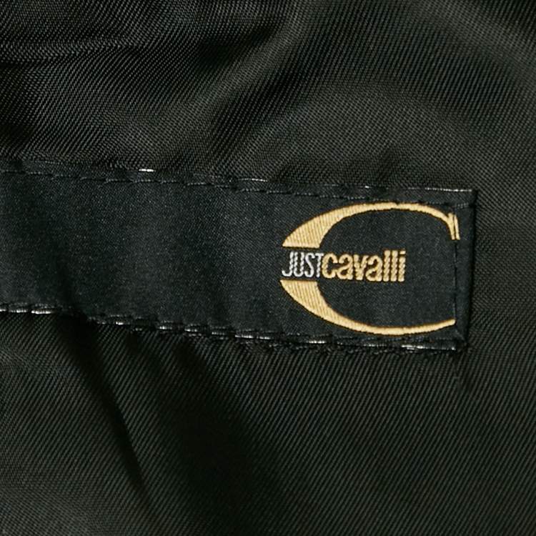 Pre Owned Just Cavalli Black Velvet Trim Wool Gabardine L