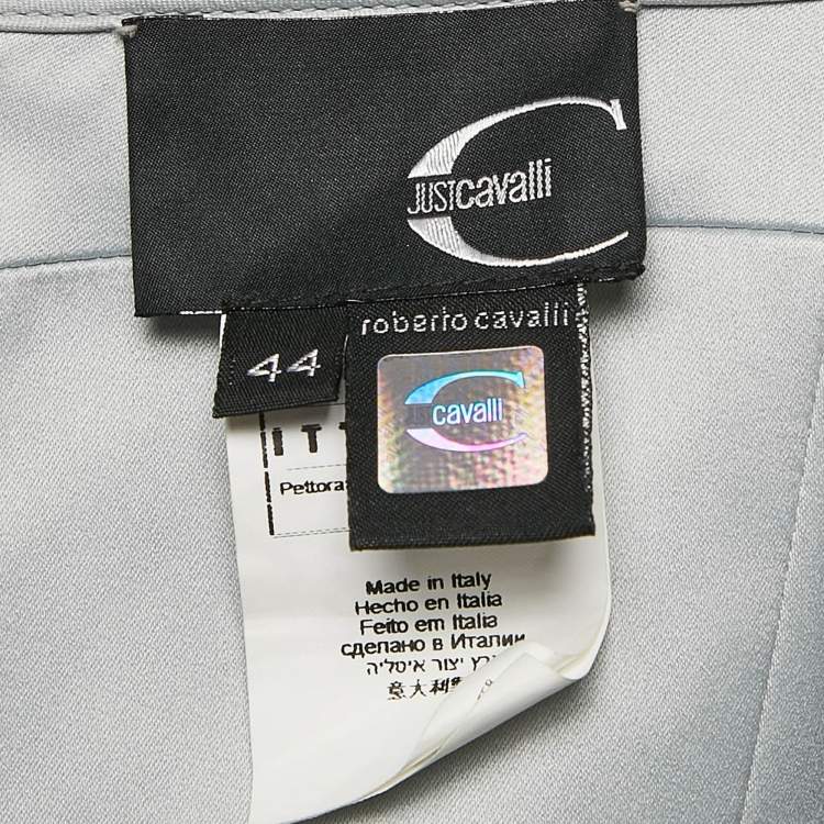 Pre Owned Just Cavalli Grey Satin Corset Midi Dress M