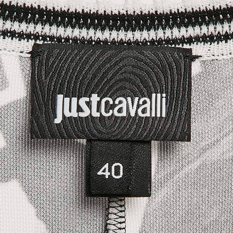 Pre Owned Just Cavalli Black/White Printed Jersey Sleeveless Maxi Dress S