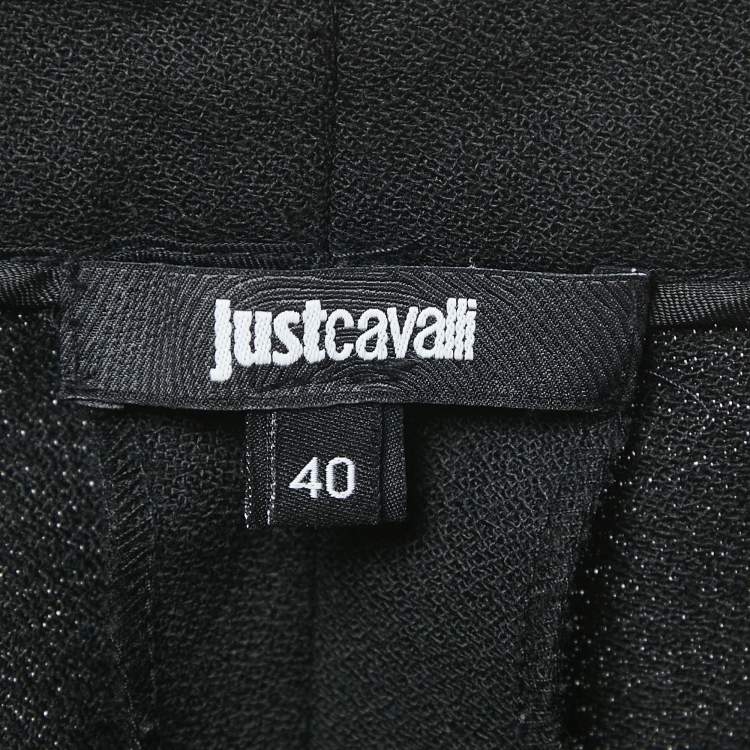 Pre Owned Just Cavalli Black Crepe Wool Formal Trousers S