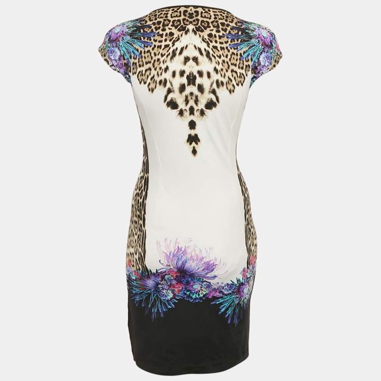 Pre Owned Just Cavalli Brown Leopard Print Jersey Mini Dress M