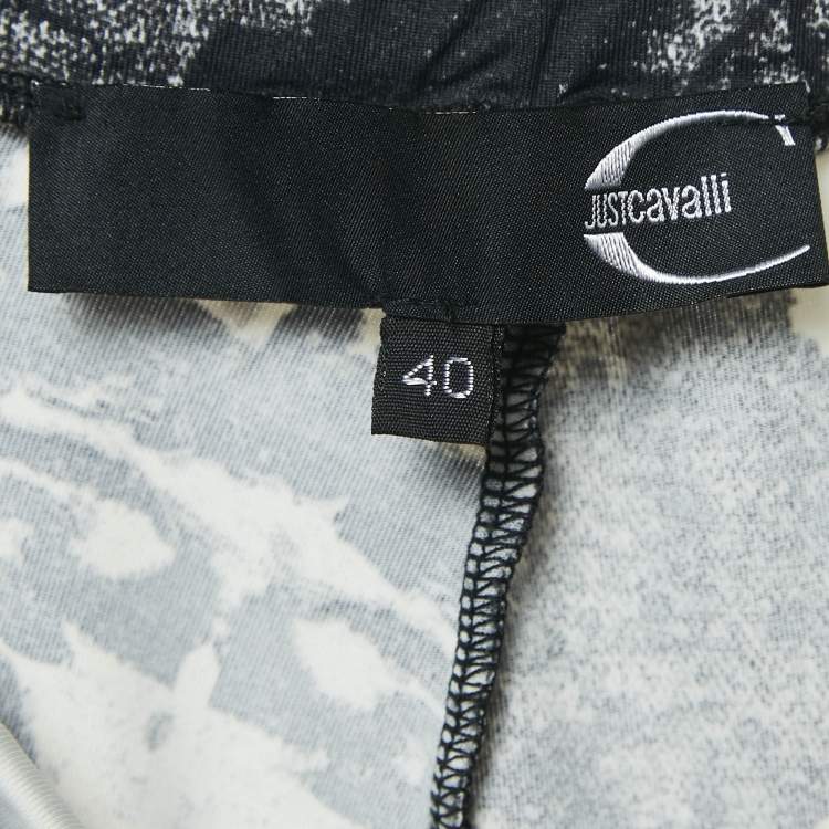 Pre Owned Just Cavalli Black/White Printed Jersey Leggings S