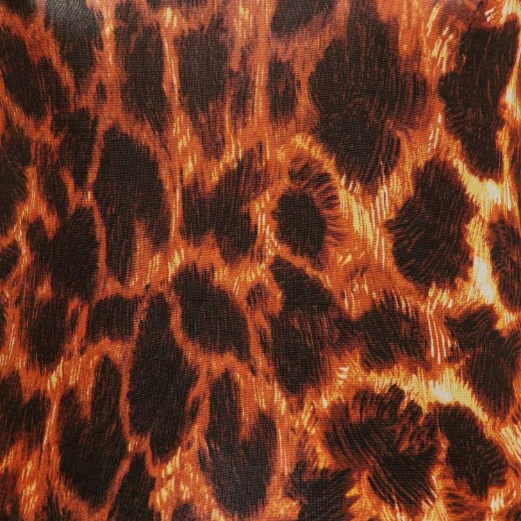 Pre Owned Just Cavalli Orange/Brown Animal Print Jersey Boat Neck Top M