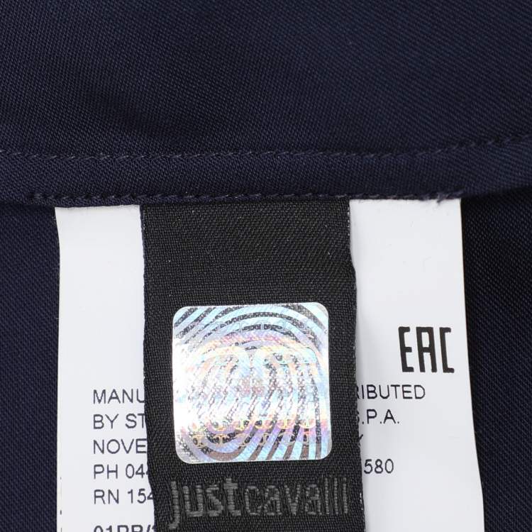Pre Owned Just Cavalli Navy Blue Viscose Embellished Button Front Shirt M