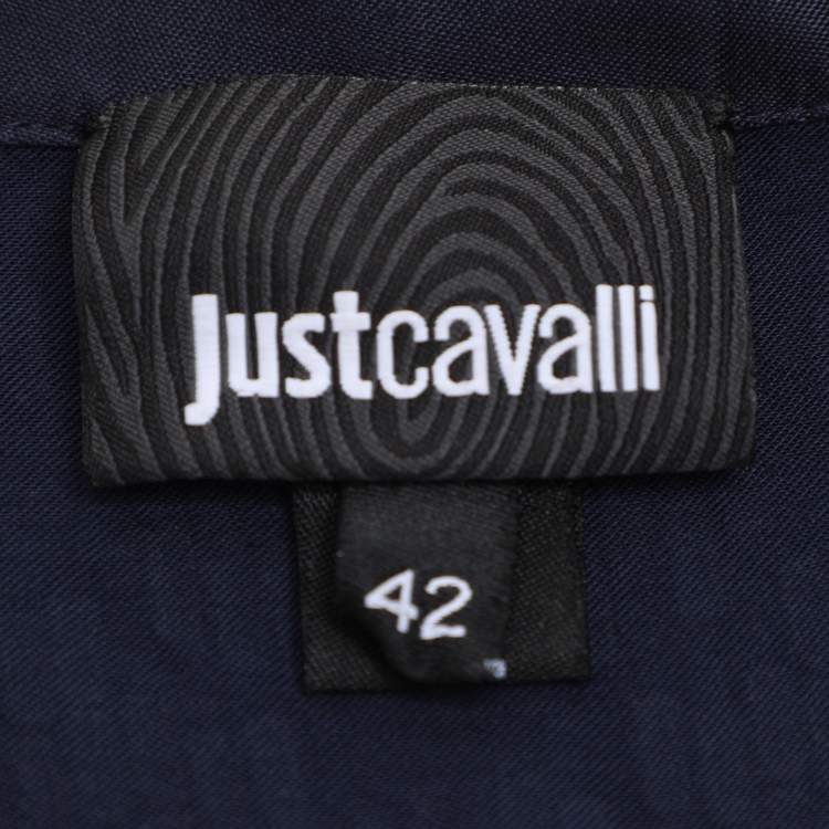 Pre Owned Just Cavalli Navy Blue Viscose Embellished Button Front Shirt M