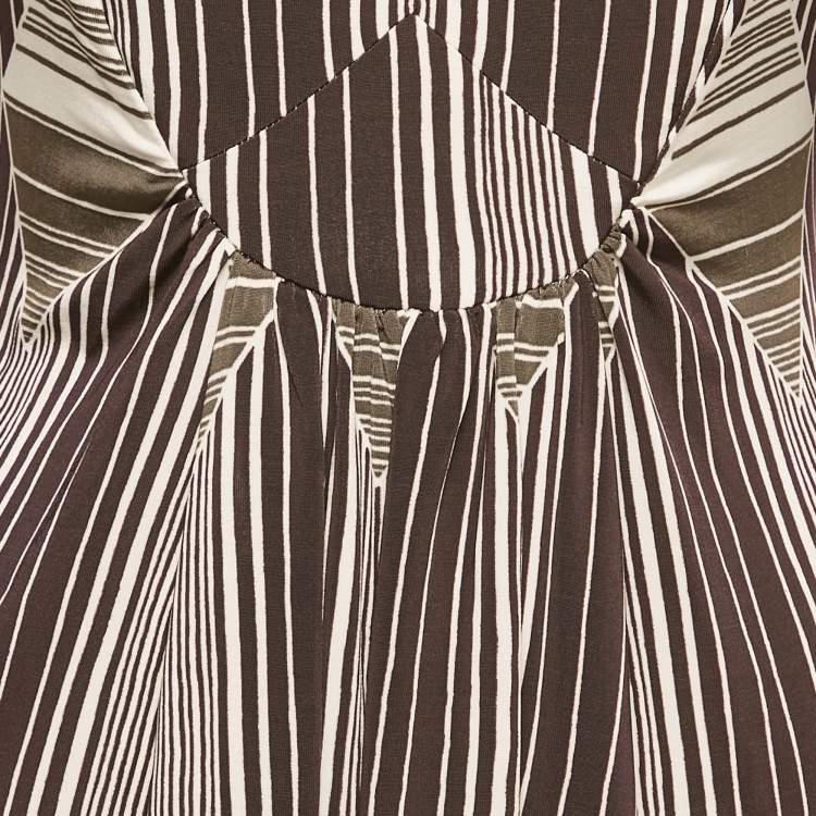 Pre Owned Just Cavalli Brown Printed Jersey Peplum Top L