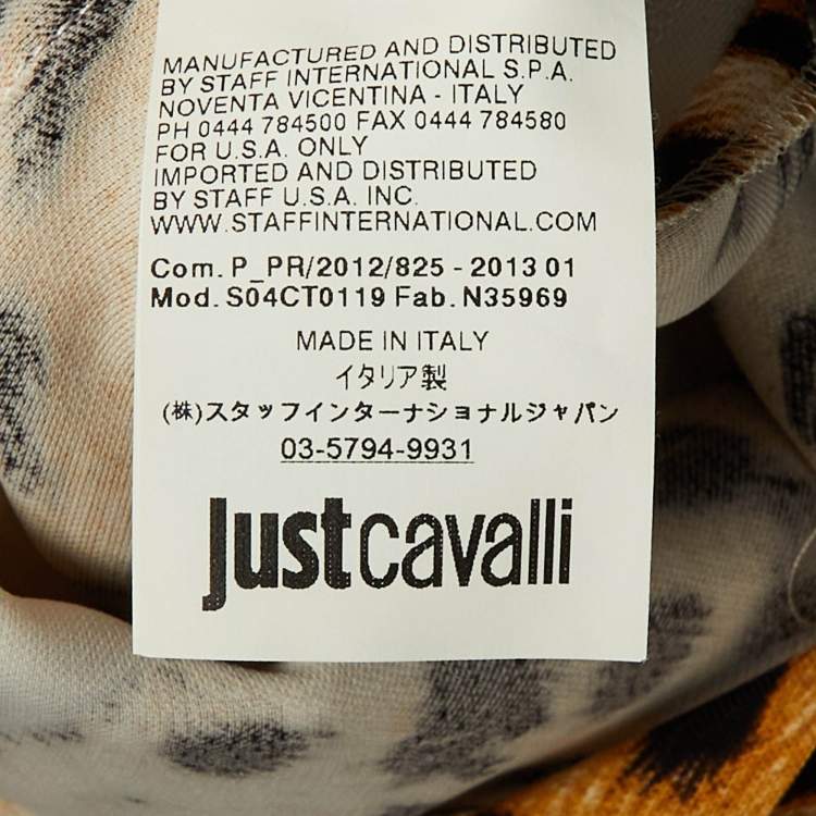 Pre Owned Just Cavalli White Leopard Print Crepe Sleeveless Dress M