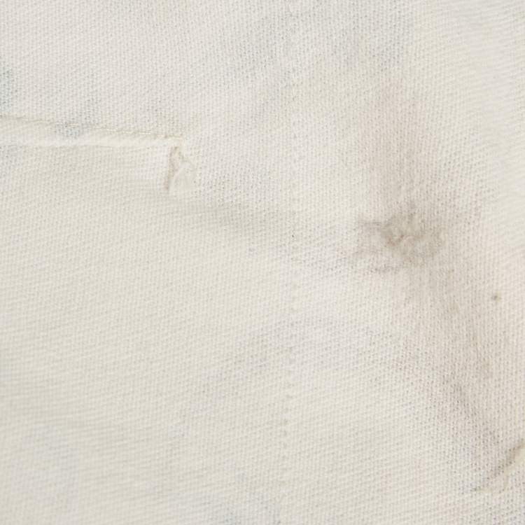 Pre Owned Just Cavalli Off-White Printed Canvas Distressed Strapless Mini Dress S