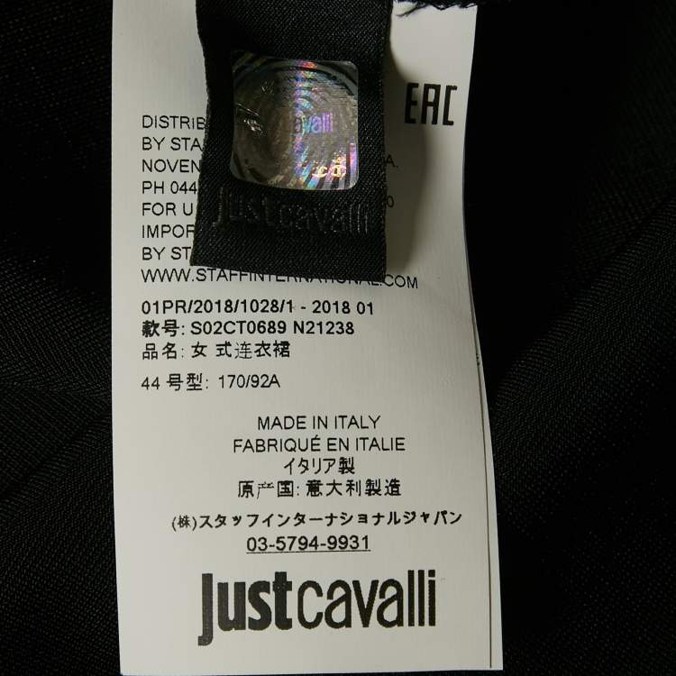 Pre Owned Just Cavalli Black Rhinestones Detail Jersey One Shoulder Short Dress M
