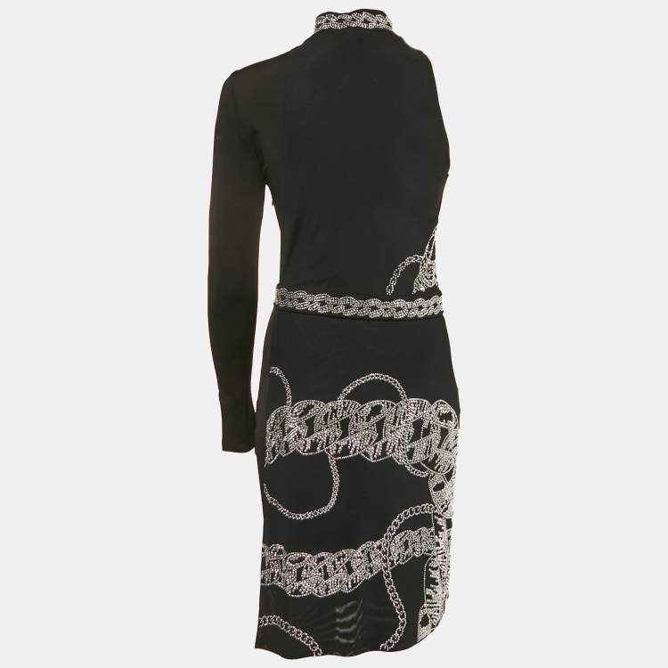 Pre Owned Just Cavalli Black Rhinestones Detail Jersey One Shoulder Short Dress M