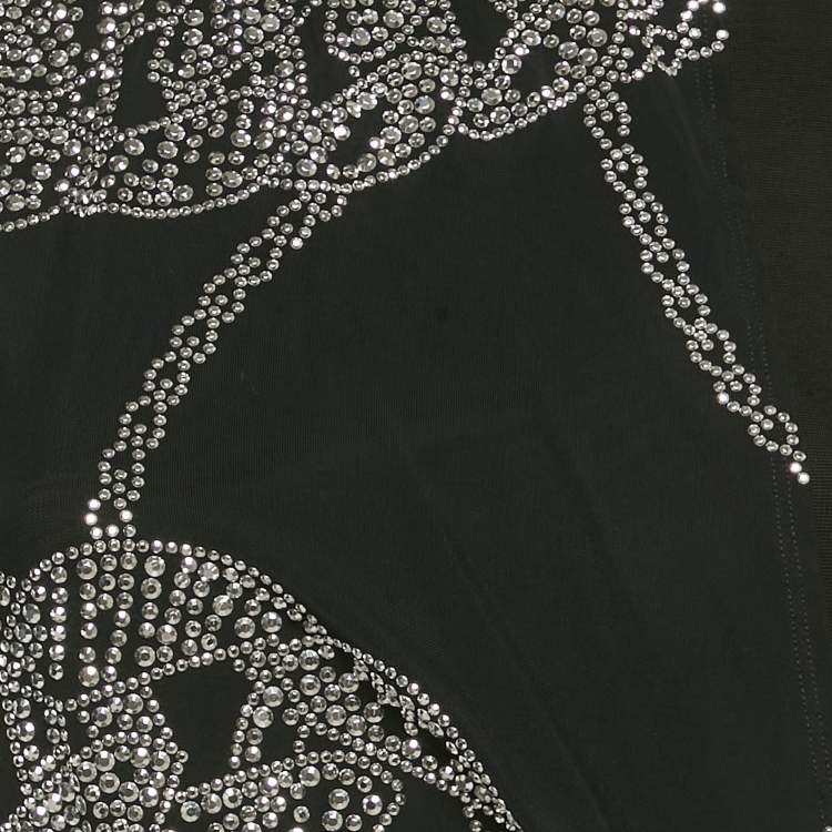 Pre Owned Just Cavalli Black Rhinestones Detail Jersey One Shoulder Short Dress M