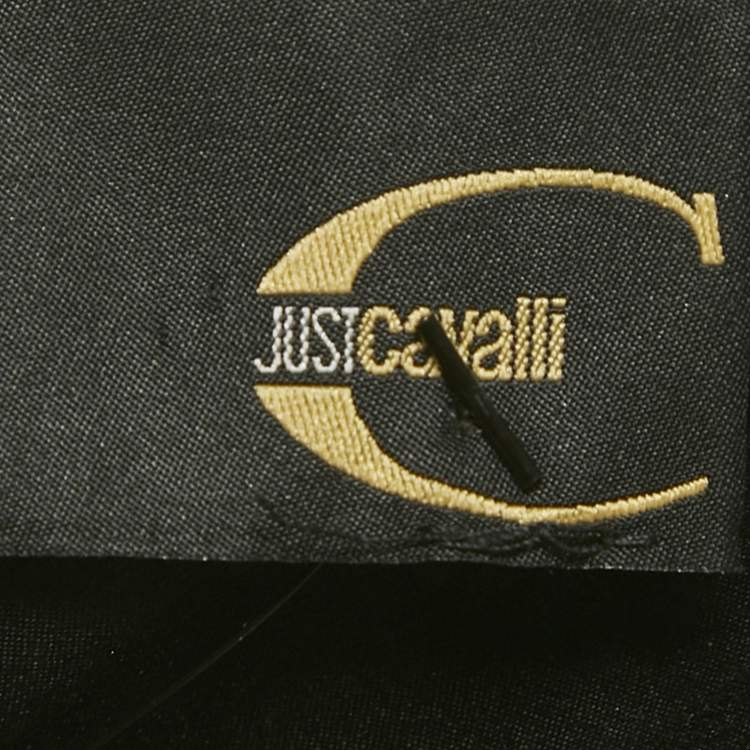 Pre Owned Just Cavalli Black printed Silk One Shoulder Dress S