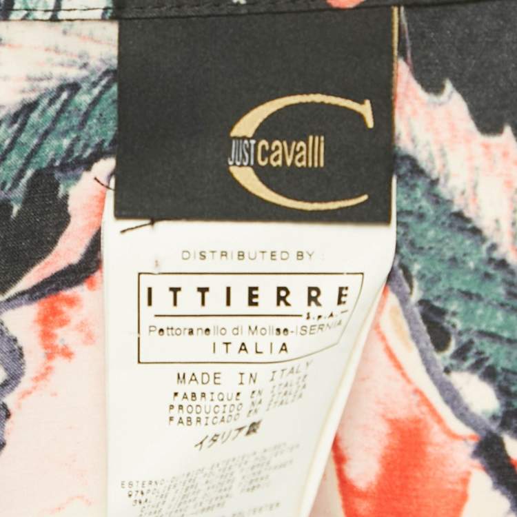 Pre Owned Just Cavalli Multicolor Printed Silk Satin Shirt S